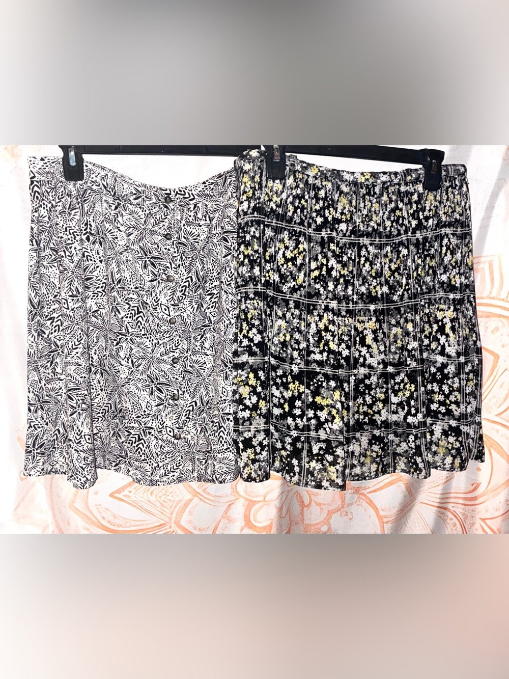 Maurices Black Floral Skirt w/ an Elle floral Pleated Skirt